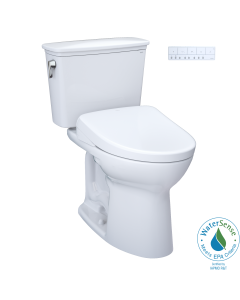 Toto MW7864736CEFGA.10#01 Drake® Transitional WASHLET®+ 1.28 GPF Two-Piece Elongated Universal Height Toilet and S7A Contemporary Bidet Seat with Auto Flush in Cotton White