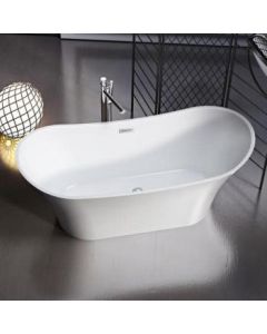 Barclay ATDSN69KIG-WT Noreen Acrylic Freestanding Oval Soaker Double Slipper Bathtub with Integral Drain and Overflow in White