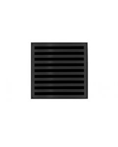 Infinity Drain N 4 BK 4" X 4" Strainer with Lines Pattern Decorative Plate and 2" Throat in Matte Black for ND 4