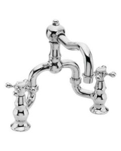 Newport Brass 930B/07 Chesterfield Double Handle Widespread Lavatory Faucet with Metal Cross Handles In English Bronze