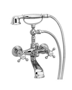 Newport Brass 934/15 Chesterfield Exposed Thermostatic Wall Mount Tub Filler With Hand Shower In Polished Nickel