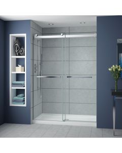 Fleurco NPS160-11-40 Gemini Plus In-Line Bypass Shower Doors 57" to 60" W X 79" H with 3/8" Glass and Polished Chrome Trim