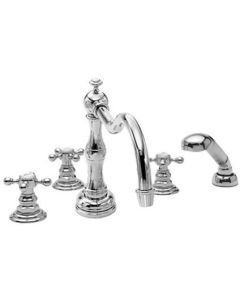 Newport Brass 3-937/26 Chesterfield Double Handle Tub Trim With Metal Cross Handles in Polished Chrome