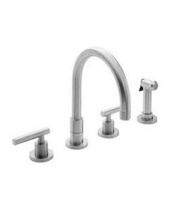 Newport Brass 9911L/56 East Linear Double Handle Widespread Kitchen Faucet With Side Spray and Metal Lever Handles In Flat Black