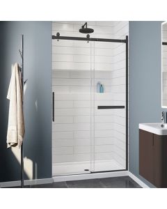 Fleurco NXVS160-33-40R Novara Plus In-Line 3/8" Clear Glass 79" H X 60" W Alcove Sliding Shower Door and Fixed Panel in Matte Black
