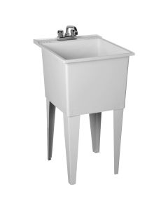 Fiat P1 Polypropylene Single Bowl Laundry Tub 22" W X 23" L X 36" H with Legs in White