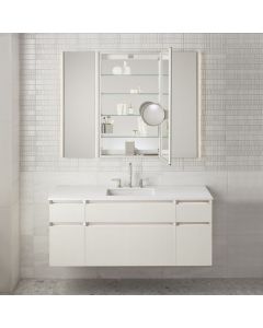Robern P2C1636D4FPFT PL PORTRAY 16" W X 36" H x 4" D Recessed Single Door Medicine Cabinet in Polished Edge and Storage + Electric Upgrade: Slow-Close Hinges, Sliding Magnification Mirror, Quick Caddy