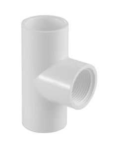 PVC Schedule 40 402-101B 3/4" x 3/4" x 1/2" Tee (Slip x Slip X FPT)
