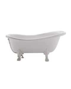 Globo PA101W Freestanding Clawfoot Tub 66.9" L x 31.5" W x 28.7" H in White with White Feet (External Drain Sold Separately)