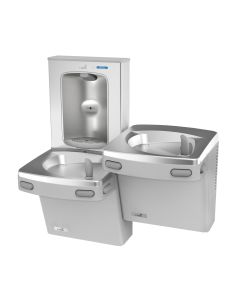 Oasis 507036 VersaCooler® II Wall Mounted Bi-Level Indoor Stainless Steel Alcove Water Cooler with Electric Bottle Filling Station in Greystone