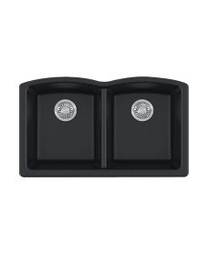 Franke ELG120ONY Ellipse 33" L x 20" W X 9" D Granite Undermount Double Bowl Kitchen Sink in Onyx
