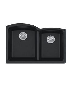 Franke ELG160ONY Ellipse 33" L X 22" W X 9" D Granite Undermount Double Bowl Kitchen Sink in Onyx