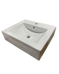 Scarabeo 8007AW1 24" L X 20" W X 6" H Ceramic Wall Mounted or Counter Top Bathroom Sink with One Faucet Hole with Overflow in White