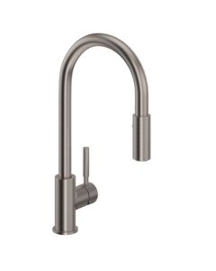 Riobel R7520STN Lux Side Handle Stainless Steel Pulldown Kitchen Faucet with Lever Handle in Satin Nickel 