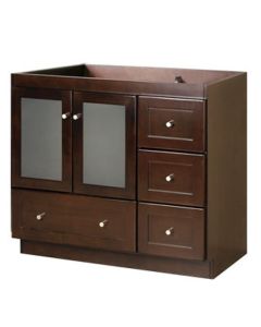 Ronbow 081930-1L-W01 Modular Shaker 30 Inch Vanity Cabinet With Frosted Glass Doors On Left Side in White VG3021L-W01