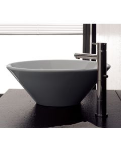 Scarabeo 8010W Cono Round White Ceramic Vessel Sink in White