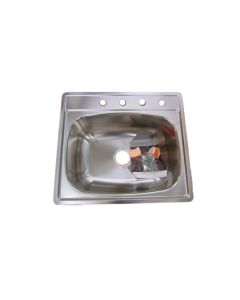 Kindred SN2225/85K/4 22X25 Inch Self-Rimming Single Bowl Kitchen Sink In Stainless Steel