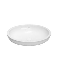 Blu Bathworks SA0102.01-01M Halo 23-3/4" L X 17-3/4" W X 6" H Blu Stone Oval Countertop Bathroom Sink in White Matte (Drain Sold Separately)