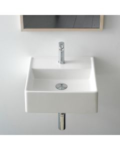 Scarabeo 8036 Teorema Small Square Ceramic Wall Mounted Bathroom Sink in White