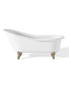 Cheviot 2132-WW-BN SLIPPER Cast Iron Bathtub with Continuous Rolled Rim