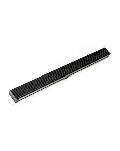Infinity Drain S-LT 6536 BK 36" S-PVC Series Low Profile Complete Kit with 2 1/2" Perforated Offset Slot Grate in Matte Black