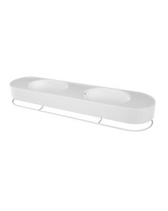 DaVinci 56-7720-SDRDY0N-CH-MW 77"L x 20"W Solid Surface Wall Mounted Double Washbasin in Matte White