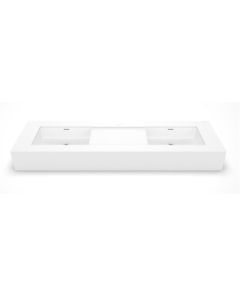 Davinci SR64207CDRDY0S4SMW SRG Series Counter Top Double Washbasin 64" L X 20" W X 7" H Solid Surface in Matte White