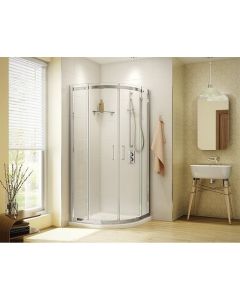 Fleurco STR36-11-40 Apollo Round 36" W X 75" H  Semi-Frameless Curved Sliding Door with 1/4" Clear Glass in Chrome