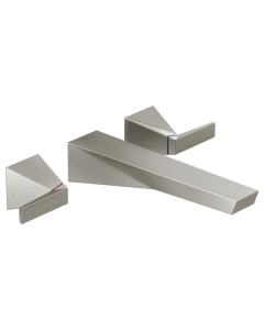 Delta Trillian™T3543LF-SS-PR-WL Two Handle Wall Mount Bathroom Faucet Trim in Lumicoat® Stainless (Rough Sold Separately)