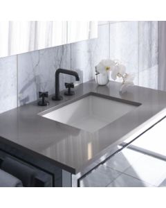 Robern TC25UCN21-1 Glass Vanity Top, 25" H X 19" W X 19/32" D, Center Integrated Sink, Single Hole, White