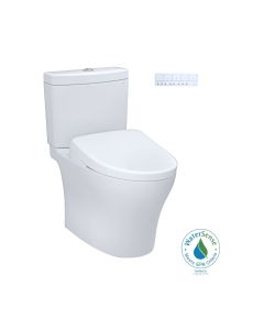 Toto MW4464736CEMGNA#01 Aquia® IV Elongated WASHLET®+ S7A 0.9/1.28 GPF Floor Mounted Dual Flush Two-Piece Toilet with EWATER+ Contemporary Auto Flush Bidet Seat in Cotton White