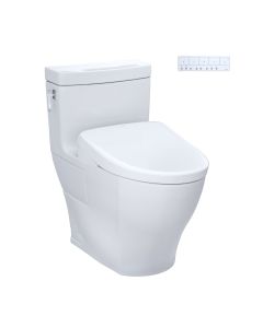 Toto MW6264726CEFG#01 Aimes® Washlet+ S7 1.28 GPF Tornado Flush One-Piece Toilet with EWATER+ Contemporary Bidet Seat in Cotton White