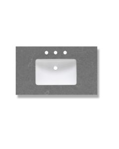 Fairmont Designs TQ2-S3722SG8 37" W X 22-1/4" L X 0.75" H Vanity Top 8" Widespread Faucet Holes in Spectre Gray (Undermount Sink Sold Separately)