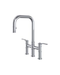 Rohl U.4551HT-APC-2 Armstrong 1.8 GPM Widespread Bridge Pull Down Kitchen Faucet in Polished Chrome