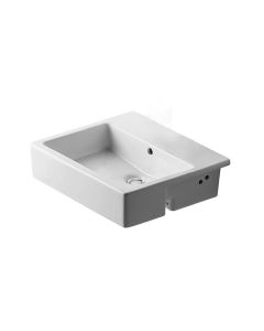 Duravit 0314550060 Vero 21-5/8" L X 18-1/2" W X 6-3/4" H Rectangular Drop-In Semi Recessed Bathroom Sink with Overflow and No Faucet Hole in White