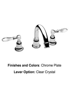 Samuel Heath V2KA16GC-PN Fairfield 3 Hole Faucet With Pop-Up Waste And Extended Spout in Polished Nickel with Crystal Clear Levers
