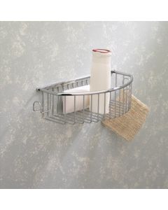 Valsan 53435ES Essentials Curved Deep Basket With Hooks in Satin Nickel