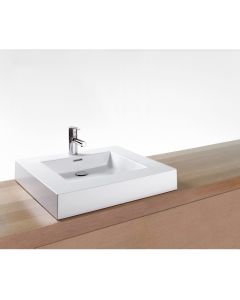 WetStyle VC24-O-8-MB-GA Above Counter Sink 24" L X 22" W X 4" H in White True High Gloss with Matte Overflow, 3 Holes 8" CC