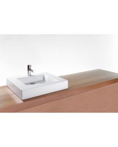 Wetstyle VCM24-O-PC-G Cube Collection 18" W X 24" L X 4" H Above Counter Lavatory Sink, No Faucet Hole with Polished Chrome Overflow in White True High Gloss