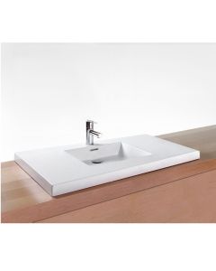 WetStyle VCS36C-O-1-NT-MA Semi-Recessed Sink 36" L X 22" W X 2" H in Matte White with 1 Faucet Hole and Overflow