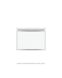 Robern VP24H2D21P26N76 Profiles Framed Vanity, 24" W X 15" H X 21" D, Matte White, Chrome Frame, Plumbing Drawer