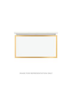 Robern VP30H2D21P28N82 Profiles Framed Vanity, 30" W X 15" H X 21" D, Matte Black, Matte Gold Frame, Plumbing Drawer