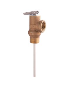 Watts 0556000, LF100XL-150210, 0.75" Lead Free Self Closing Temperature And Pressure Relief Valve, 150 psi, 210 degree F, Test Lever, Extension Thermostat
