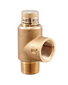 Watts 0371271, 530C-STD, 0.5" Brass Poppet Type Calibrated Pressure Relief Valve, Adjustable 50-175 psi