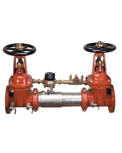 Watts 0111839, 757DCDA-OSY-CFM, 4" SS Double Check Detector Assembly Backflow Preventer, OSY Shutoff Valves, Cubic Feet Meter