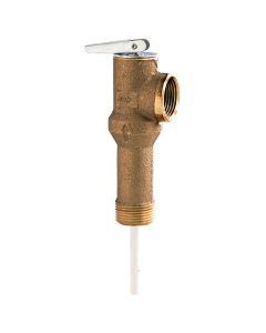 Watts 0066132, LL100XLM7-2.5, 0.75" Brass Self Closing Temperature And Pressure Relief Valve, 150 psi, 210 F, Extended Shank Up To 2.5" Insulation