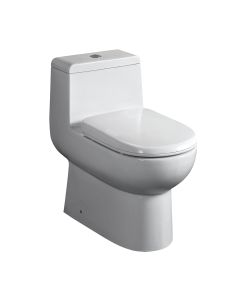 Whitehaus WHMFL3351-EB Magic Flush 1.6/1.1 GPF Elongated One Piece Toilet with Siphonic Action Dual Flush System in White