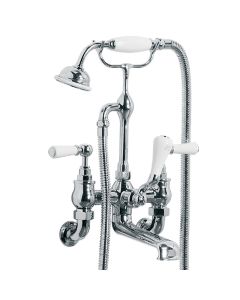 Lefroy Brooks WL-1166-CP IC WALL MOUNTED BATH SHOWER MIXER WITH WHITE LEVERS(3/4") in  Polished Chrome