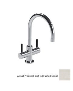 Lefroy Brooks X1-1041-BN XO (2000) ZU Single Hole Deck Mounted Basin Mixer in Brushed Nickel with Black Lever Handles