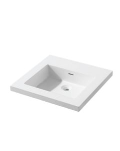 Madeli XTU2015-20-100-WH X-Stone 20" W X 20" L X 6" H Solid Surface Square Vanity Top and Sink with Overflow and without Faucet Hole in Glossy White (Vanity Base Sold Separately)